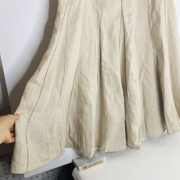 J Jill Fit & Flare Linen Maxi Skirt Size 12 Beige Metallic Travel Boho Romantic - Picture 6 of 13